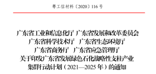 《广东省发展绿色石化战略性支柱产业集群行动计划》发布!